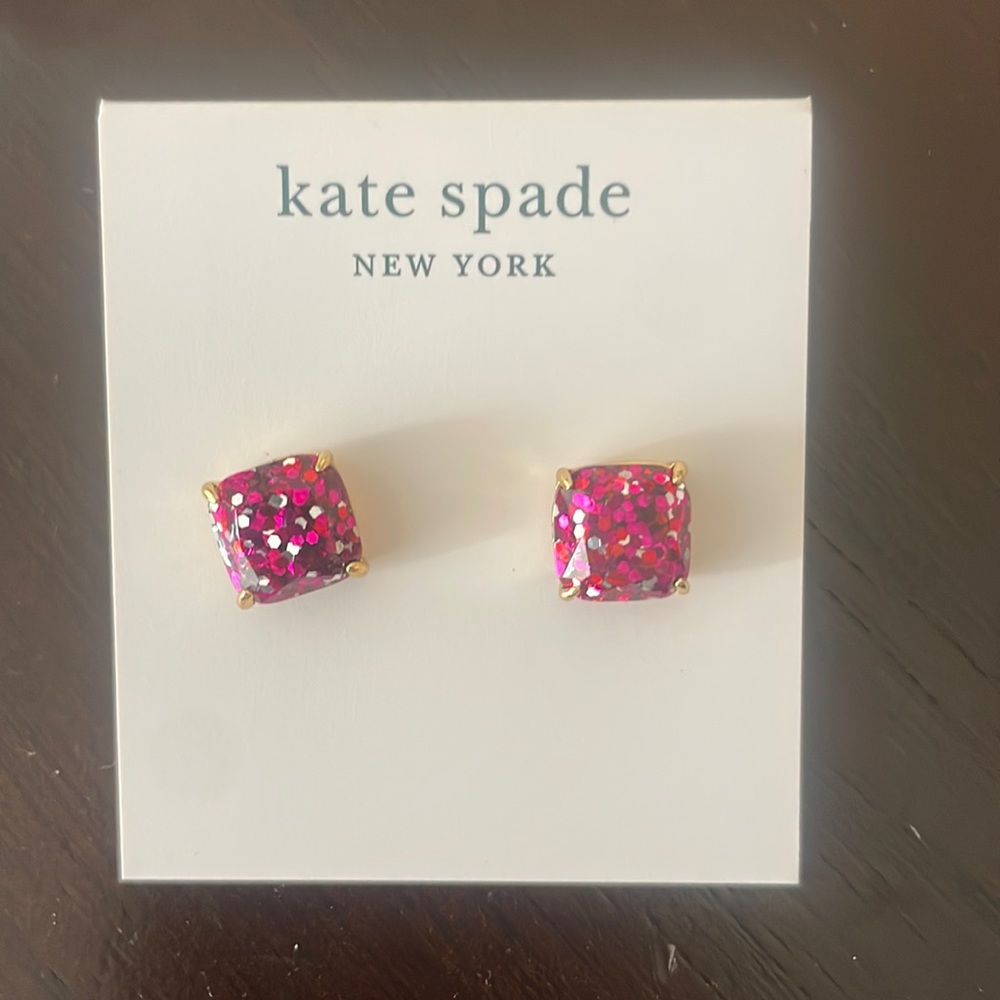 NWT Kate Spade Small Square Pink Earrings